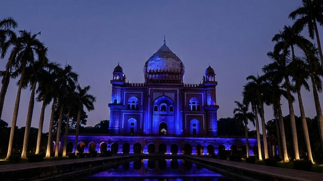 Safdarjung Tomb Lit Blue to Mark World Autism Awareness Day